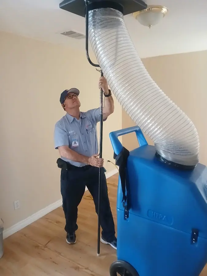 Mini Split Installation technician using HEPA equipment in Tega Cay